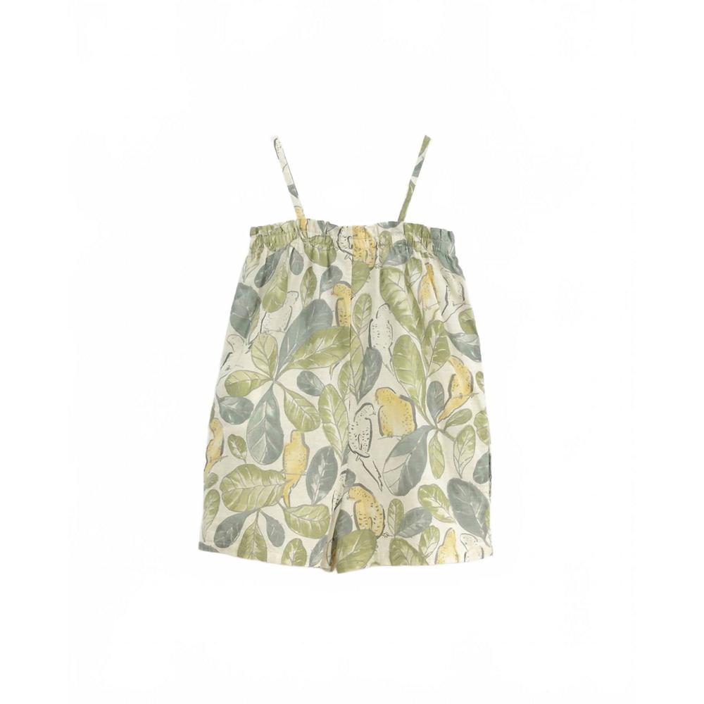 NEW PLAY UP girls watercolor leaf woven jumpsuit in reed